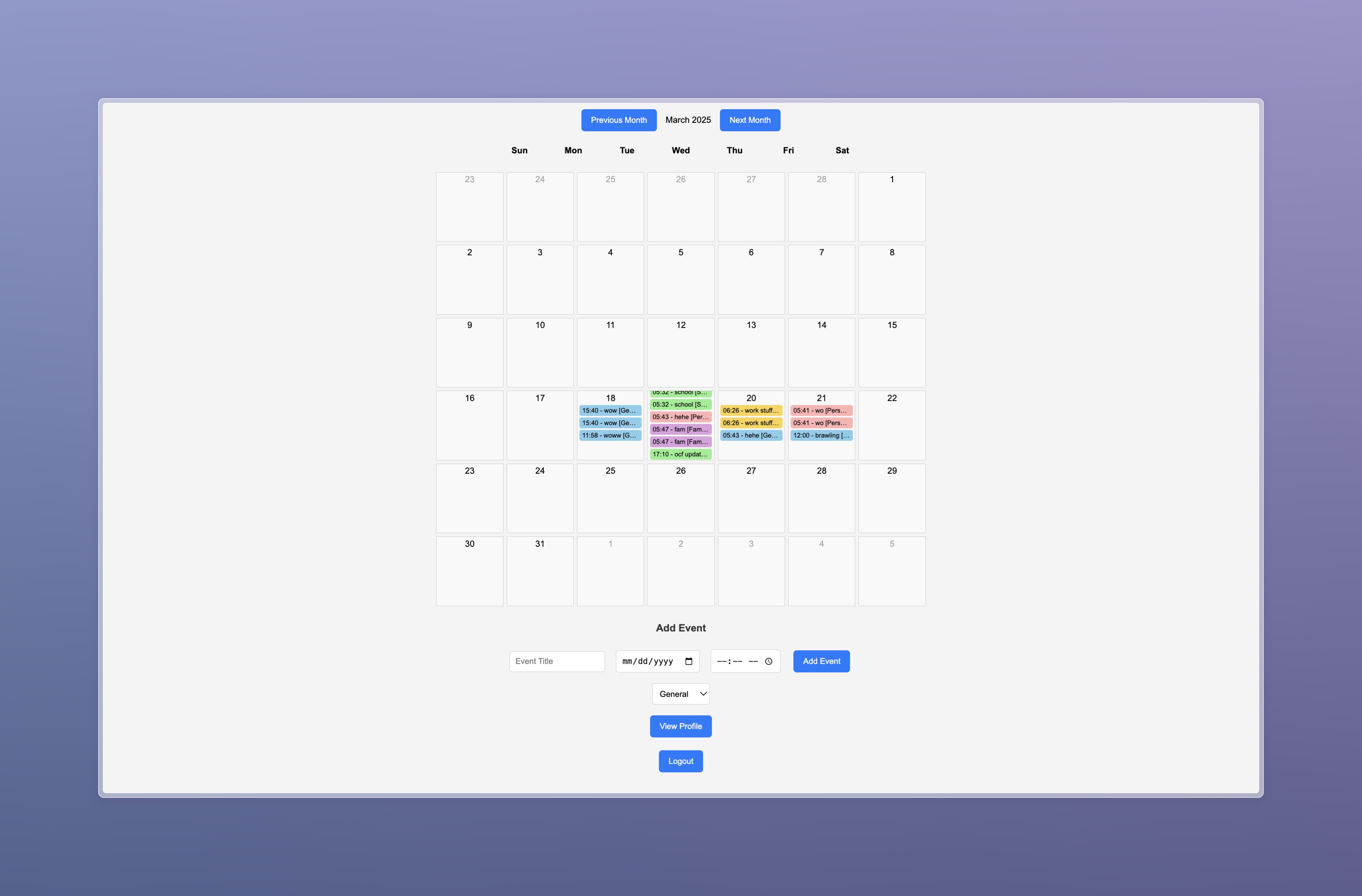Collaborative Calendar App (March 19th, 2025)